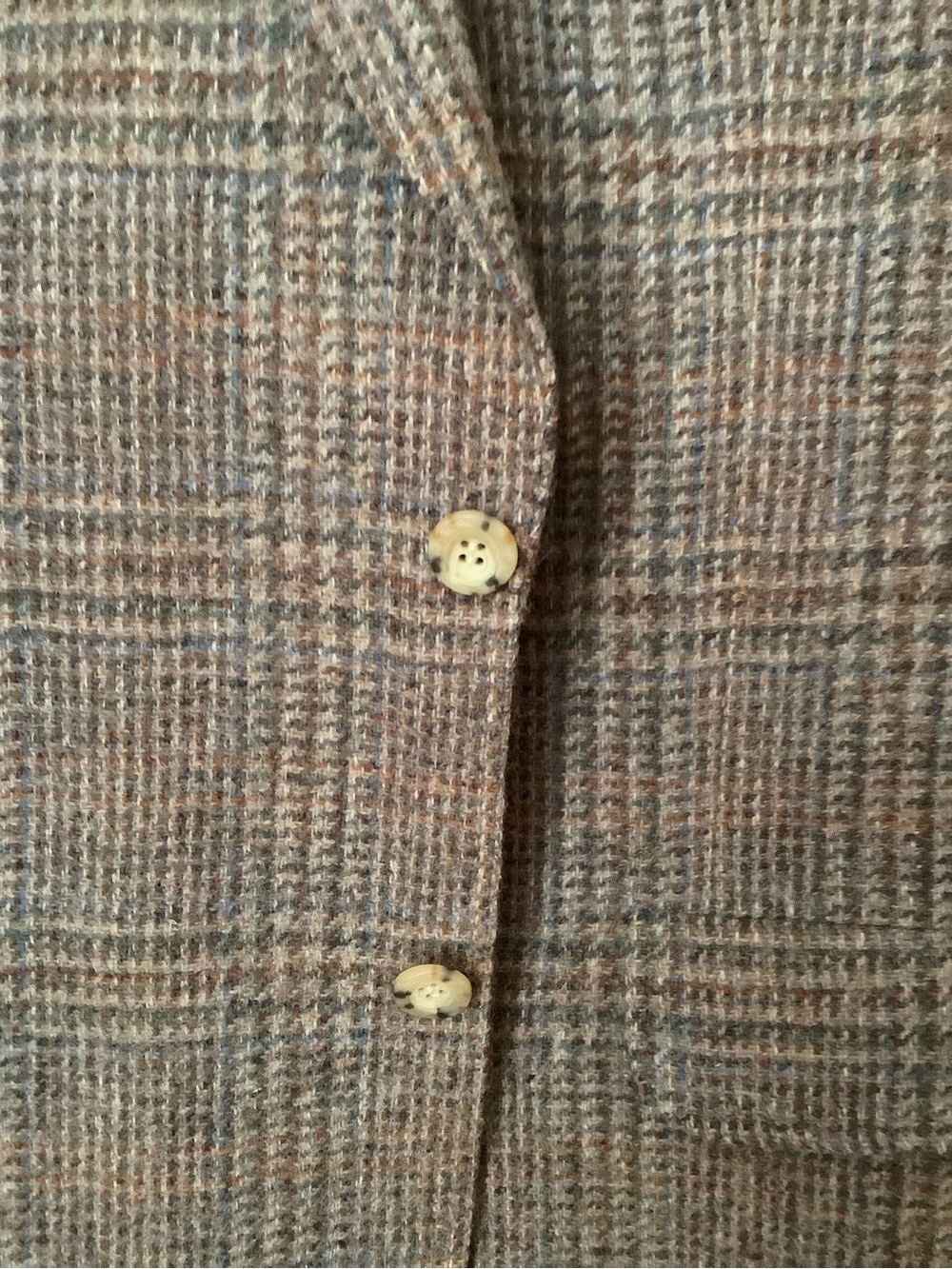 Vintage Men's Tan Glen Plaid Wool Blazer Sport Coat Size 44L 44T Blue Check - Picture 11 of 15